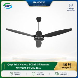Quạt Trần Nanoco 3 Cánh Có Remote NCF6031-KS Màu Đen