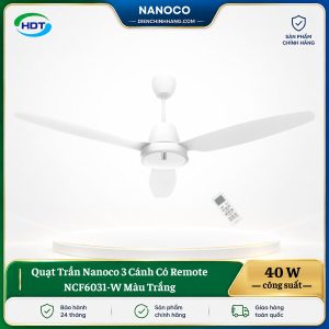 Quạt Trần Nanoco 3 Cánh Có Remote NCF6031-W Màu Trắng