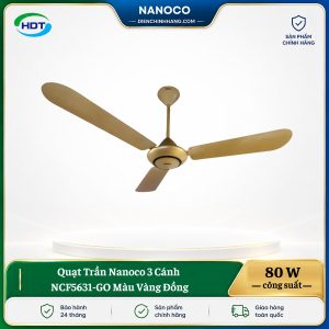 Quạt Trần Nanoco 3 Cánh NCF5631-GO Màu Vàng Đồng