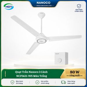 Quạt Trần Nanoco 3 Cánh NCF5631-WS Màu Trắng