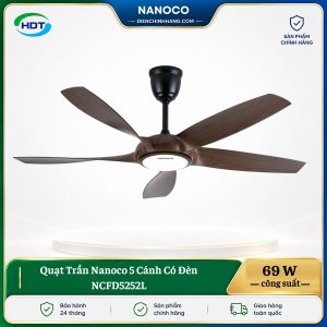 Quạt Trần Nanoco 5 Cánh Có Đèn NCFD5252L