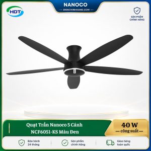 Quạt Trần Nanoco 5 Cánh NCF6051-KS Màu Đen