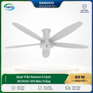 Quạt Trần Nanoco 5 Cánh NCF6051-WS Màu Trắng