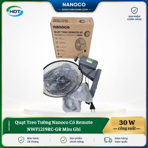 Quạt Treo Tường Nanoco Có Remote NWF1219RC-GR Màu Ghi