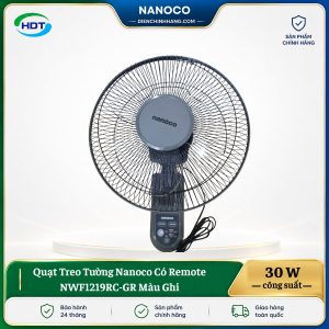Quạt Treo Tường Nanoco Có Remote NWF1219RC-GR Màu Ghi