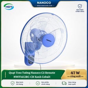 Quạt Treo Tường Nanoco Có Remote NWF1612RC-CB Xanh Cobalt