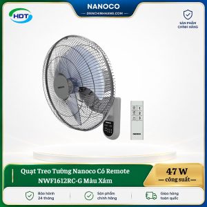 Quạt Treo Tường Nanoco Có Remote NWF1612RC-G Màu Xám