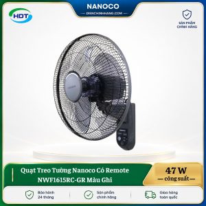 Quạt Treo Tường Nanoco Có Remote NWF1615RC-GR Màu Ghi