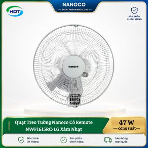Quạt Treo Tường Nanoco Có Remote NWF1615RC-LG Xám Nhạt