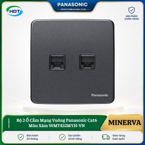 Bộ 2 Ổ Cắm Mạng Vuông Panasonic Cat6 Màu Xám WMT432MYH-VN