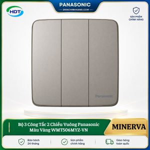 Bộ 3 Công Tắc 2 Chiều Vuông Panasonic Màu Vàng WMT506MYZ-VN