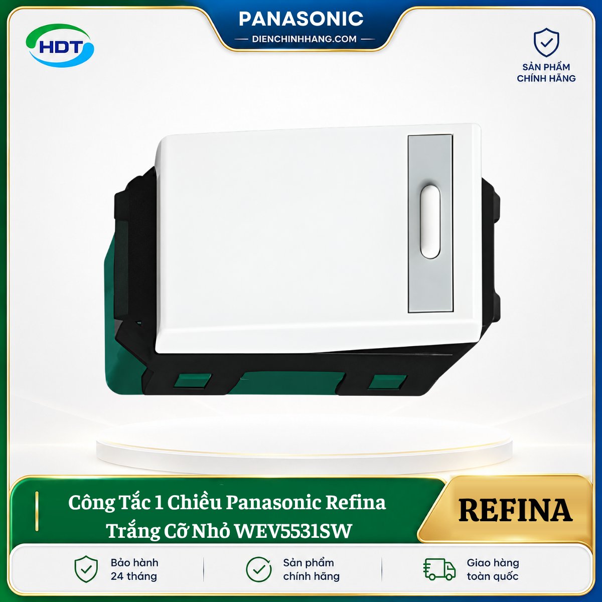 Công Tắc 1 Chiều Panasonic Refina Trắng Cỡ Nhỏ WEV5531SW