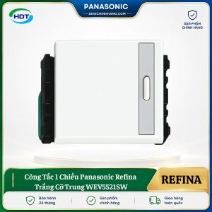 Công Tắc 1 Chiều Panasonic Refina Trắng Cỡ Trung WEV5521SW