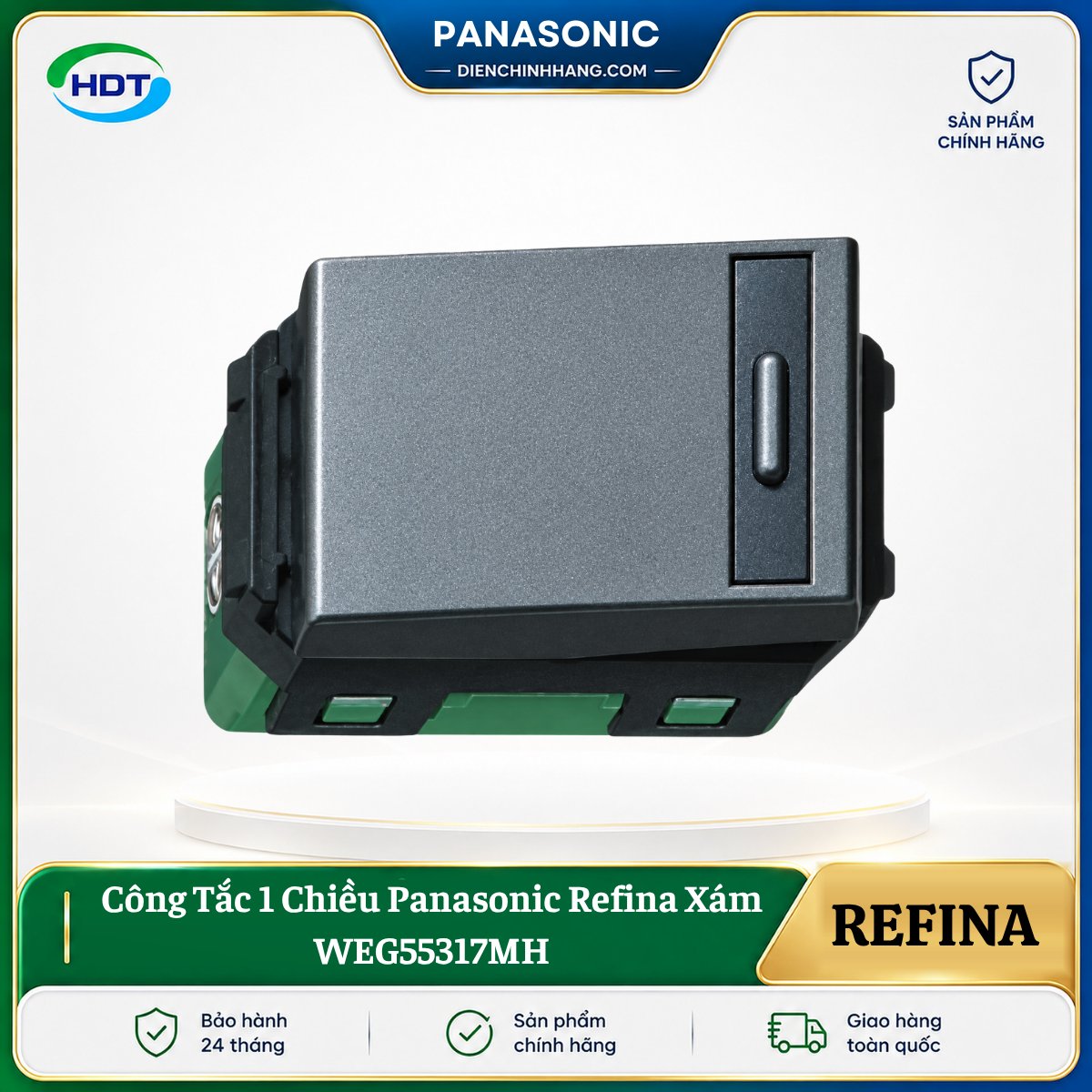 Công Tắc 1 Chiều Panasonic Refina Xám WEG55317MH