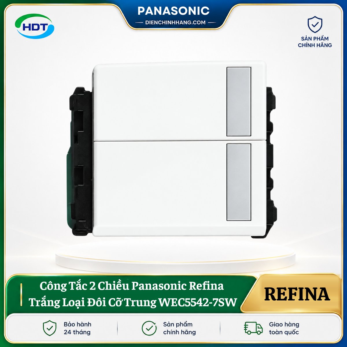 Công Tắc 2 Chiều Panasonic Refina Trắng Đôi WEC5542-7SW