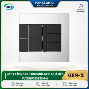Công Tắc 5 Nút Panasonic Gen-X Có Đèn WTEGP55582S-1-G