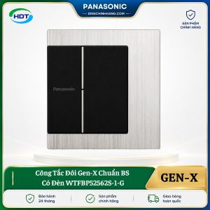 Công Tắc Đôi Gen-X Chuẩn BS Có Đèn WTFBP52562S-1-G