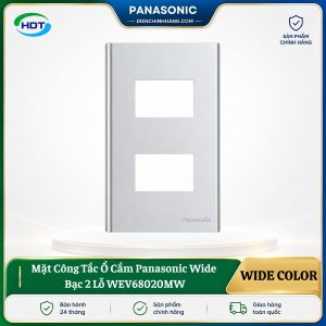 Mặt Công Tắc Ổ Cắm Panasonic Wide Bạc 2 Lỗ WEV68020MW