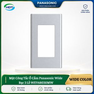 Mặt Công Tắc Ổ Cắm Panasonic Wide Bạc 3 Lỗ WEV68030MW