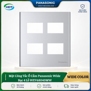 Mặt Công Tắc Ổ Cắm Panasonic Wide Bạc 4 Lỗ WEV68040MW