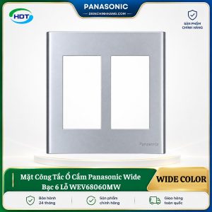 Mặt Công Tắc Ổ Cắm Panasonic Wide Bạc 6 Lỗ WEV68060MW