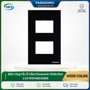Mặt Công Tắc Ổ Cắm Panasonic Wide Đen 2 Lỗ WEV68020MB