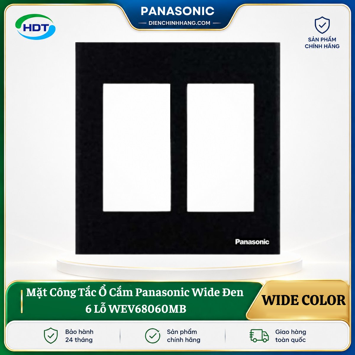 Mặt Công Tắc Ổ Cắm Panasonic Wide Đen 6 Lỗ WEV68060MB