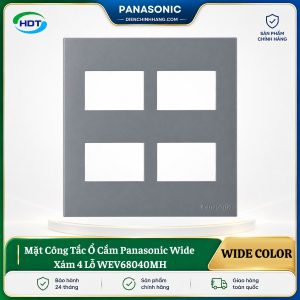 Mặt Công Tắc Ổ Cắm Panasonic Wide Xám 4 Lỗ WEV68040MH