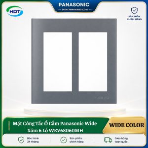Mặt Công Tắc Ổ Cắm Panasonic Wide Xám 6 Lỗ WEV68060MH