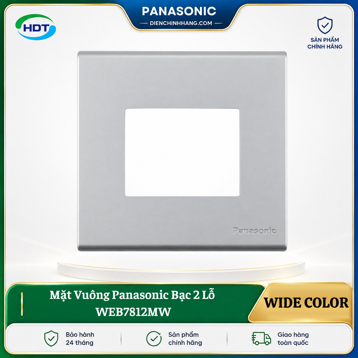 Mặt Vuông Panasonic Bạc 2 Lỗ WEB7812MW