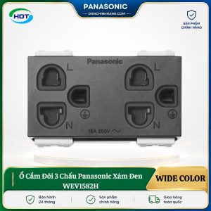 Ổ Cắm Đôi 3 Chấu Panasonic Xám Đen WEV1582H
