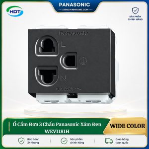 Ổ Cắm Đơn 3 Chấu Panasonic Xám Đen WEV1181H