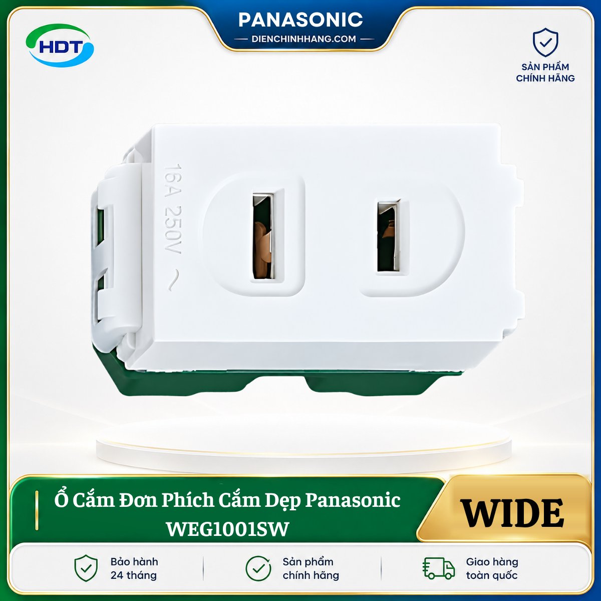 Ổ Cắm Đơn Phích Cắm Dẹp Panasonic WEG1001SW