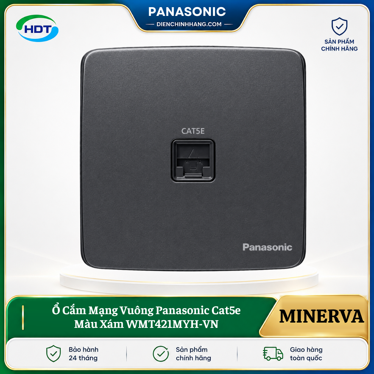 Ổ Cắm Mạng Vuông Panasonic Cat5e Màu Xám WMT421MYH-VN