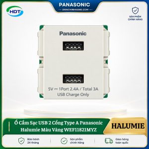 Ổ Cắm Sạc USB 2 Cổng Type A Panasonic Halumie WEF11821MYZ