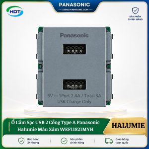 Ổ Cắm Sạc USB 2 Cổng Type A Panasonic Halumie WEF11821MYH
