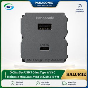 Ổ Cắm Sạc USB 2 Cổng Type A Và C Halumie WEF14821MYH-VN