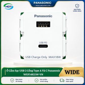 Ổ Cắm Sạc USB 2 Cổng Type A Và C Panasonic WEF14821W-VN