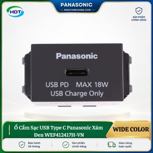 Ổ Cắm Sạc USB Type C Panasonic Xám Đen WEF412417H-VN