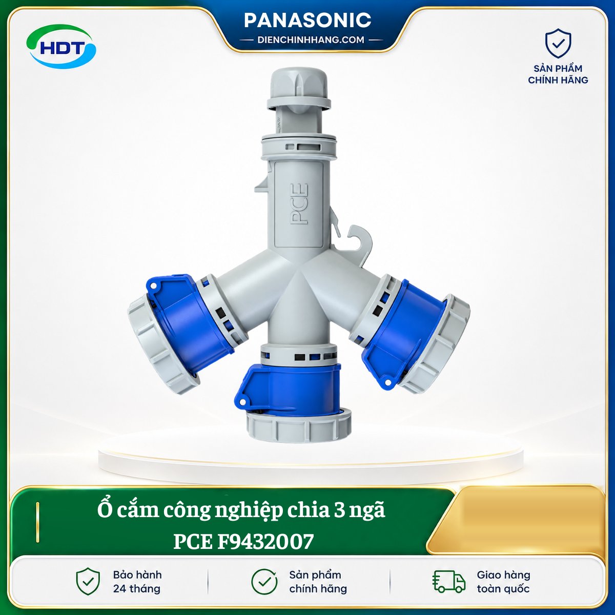 Ổ cắm công nghiệp chia 3 ngã PCE F9432007